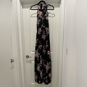 Simplee halter neck detailed floral maxi dress